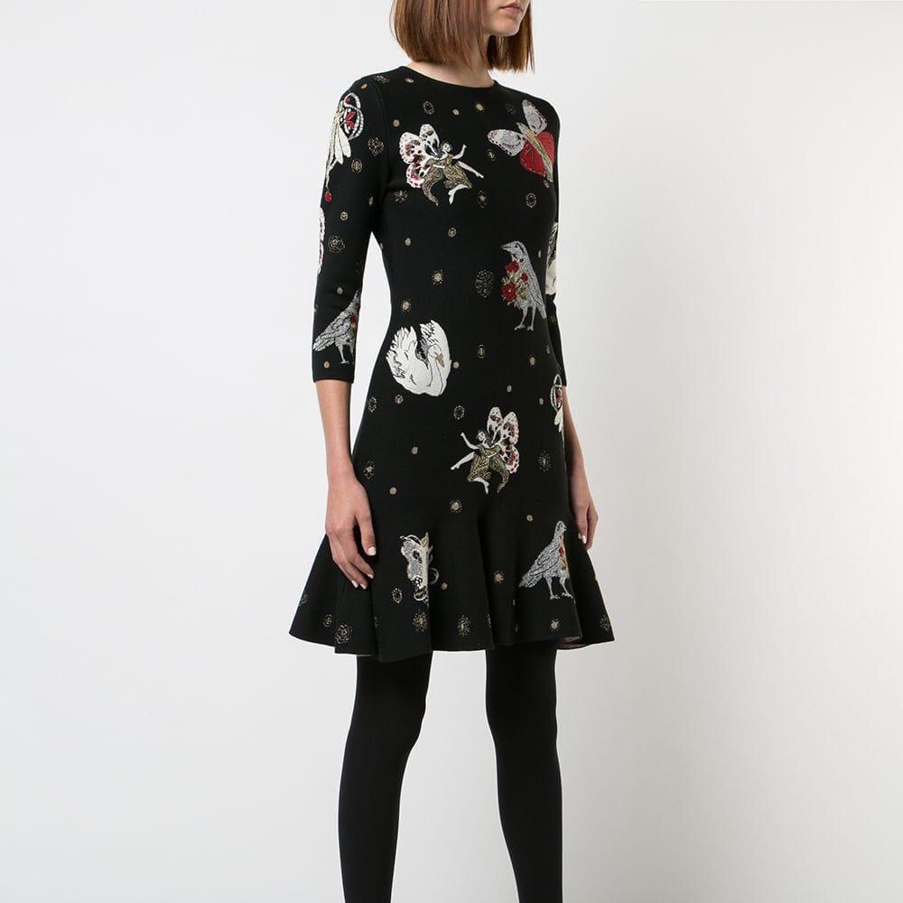 ALEXANDER MCQUEEN Gothic Fairytale Jacquard Knit Dress